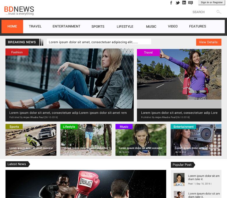 BDNEWS -Newspaper Website Template